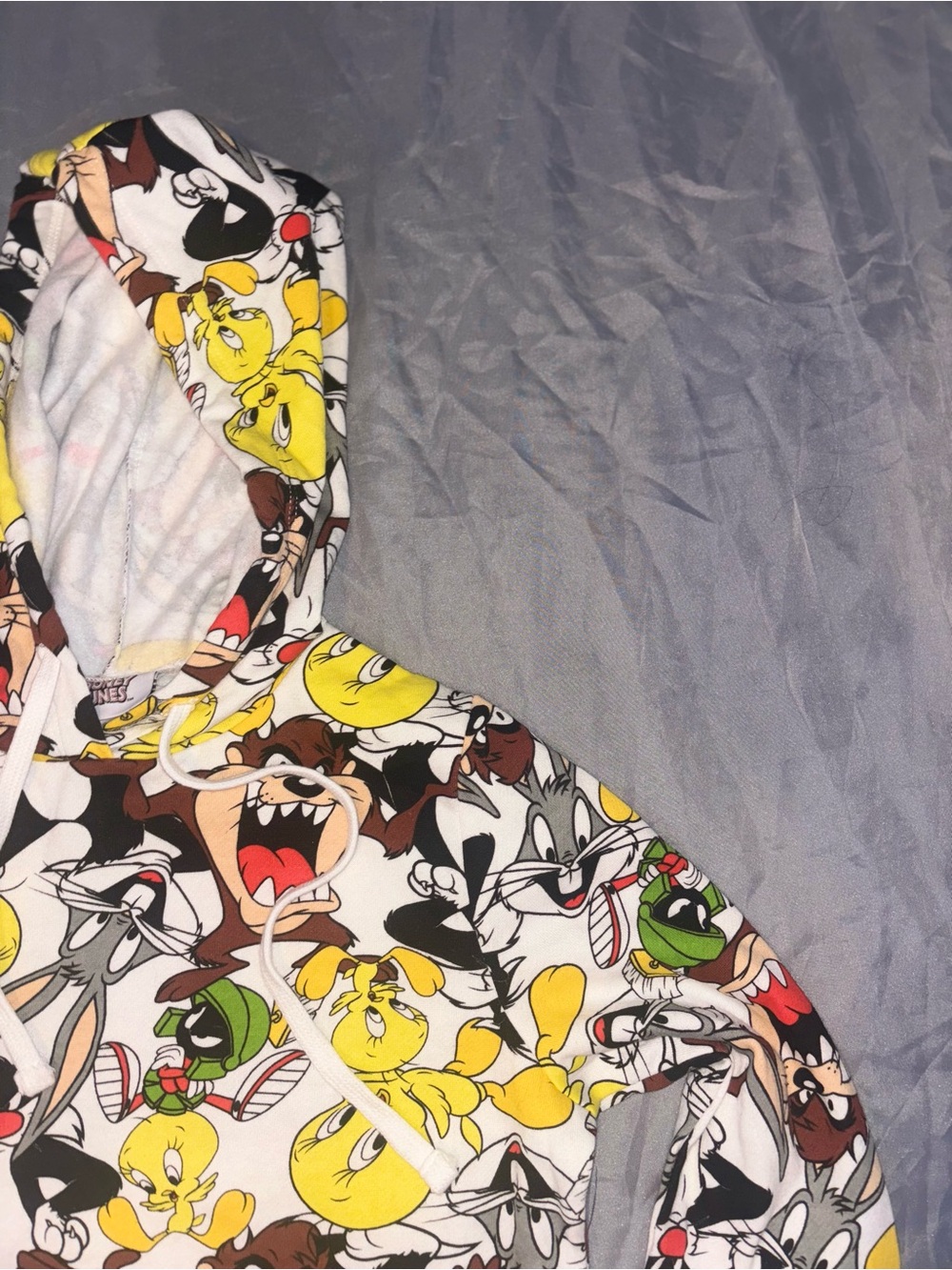 Looney Tunes Character Print Hoodie - Yellow, White, Black